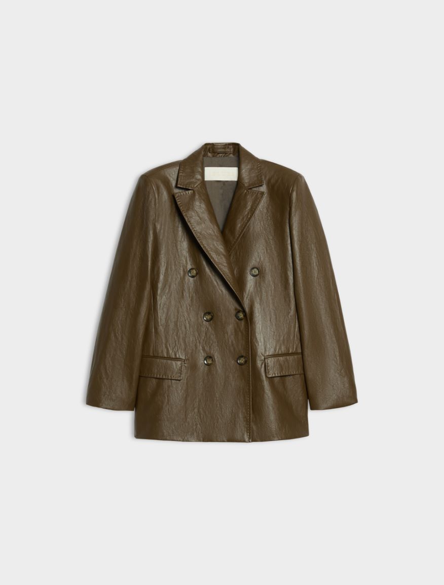 Coated fabric blazer - BROWN - iBlues - 5