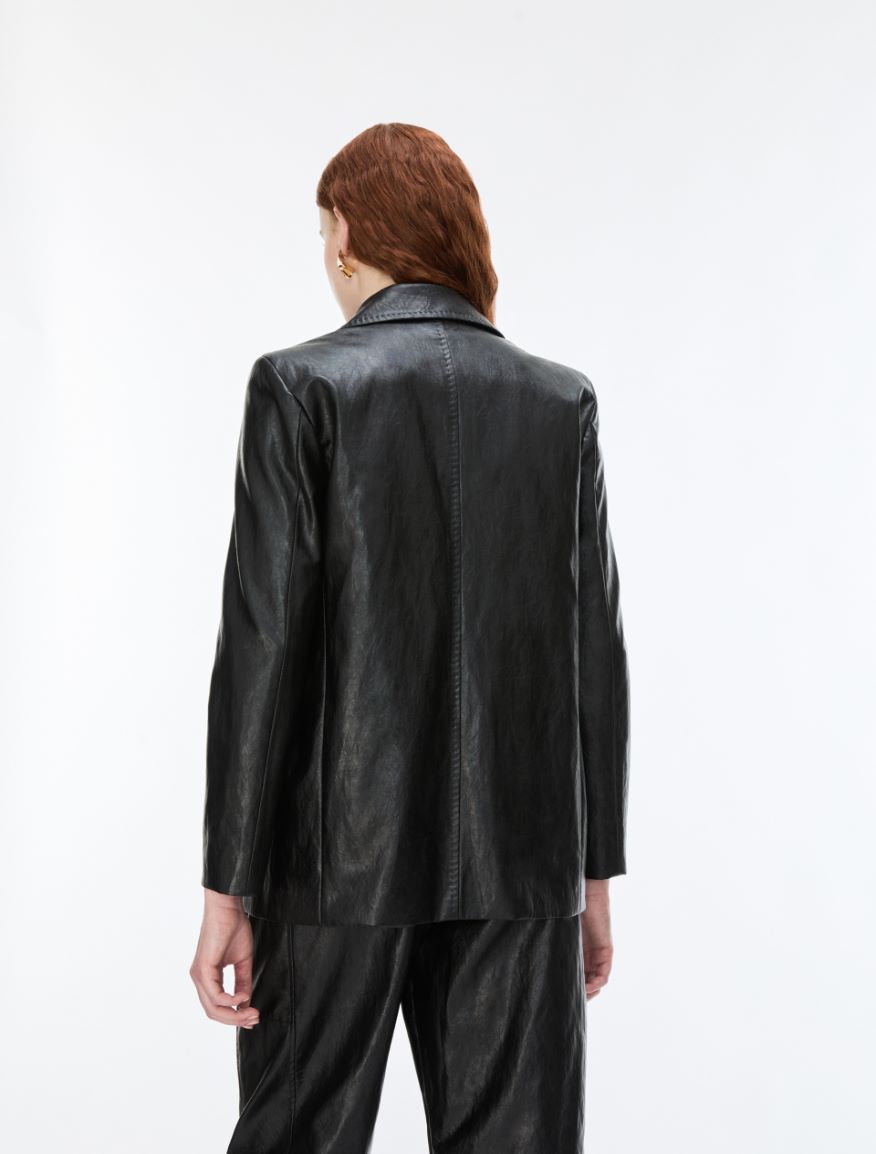 Coated fabric blazer - BLACK - iBlues - 2