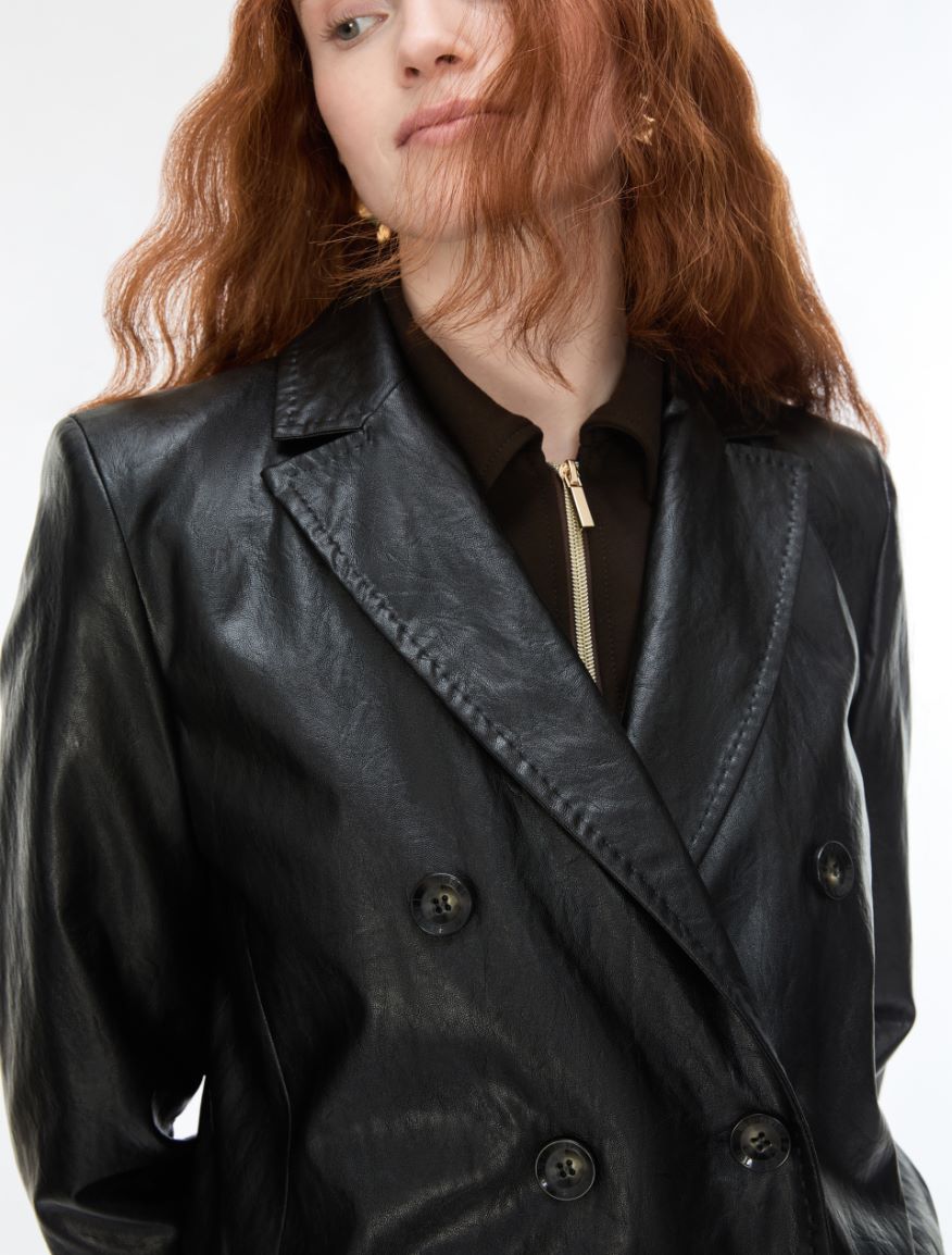 Coated fabric blazer - BLACK - iBlues - 3