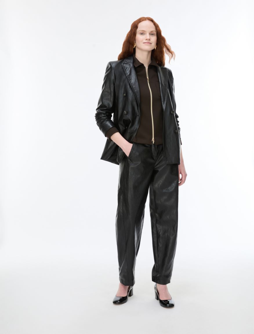 Coated fabric blazer - BLACK - iBlues - 4