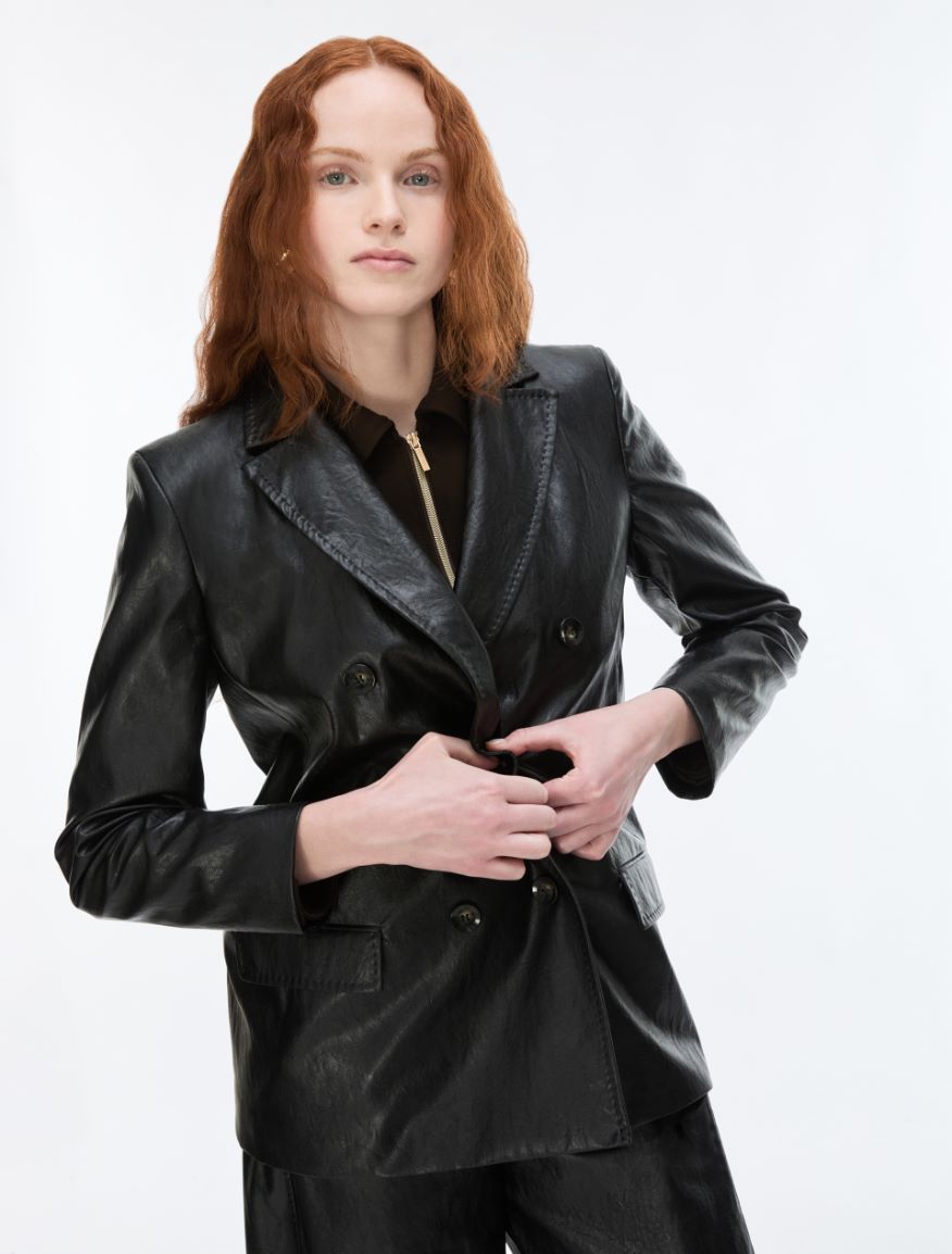 Coated fabric blazer - BLACK - iBlues