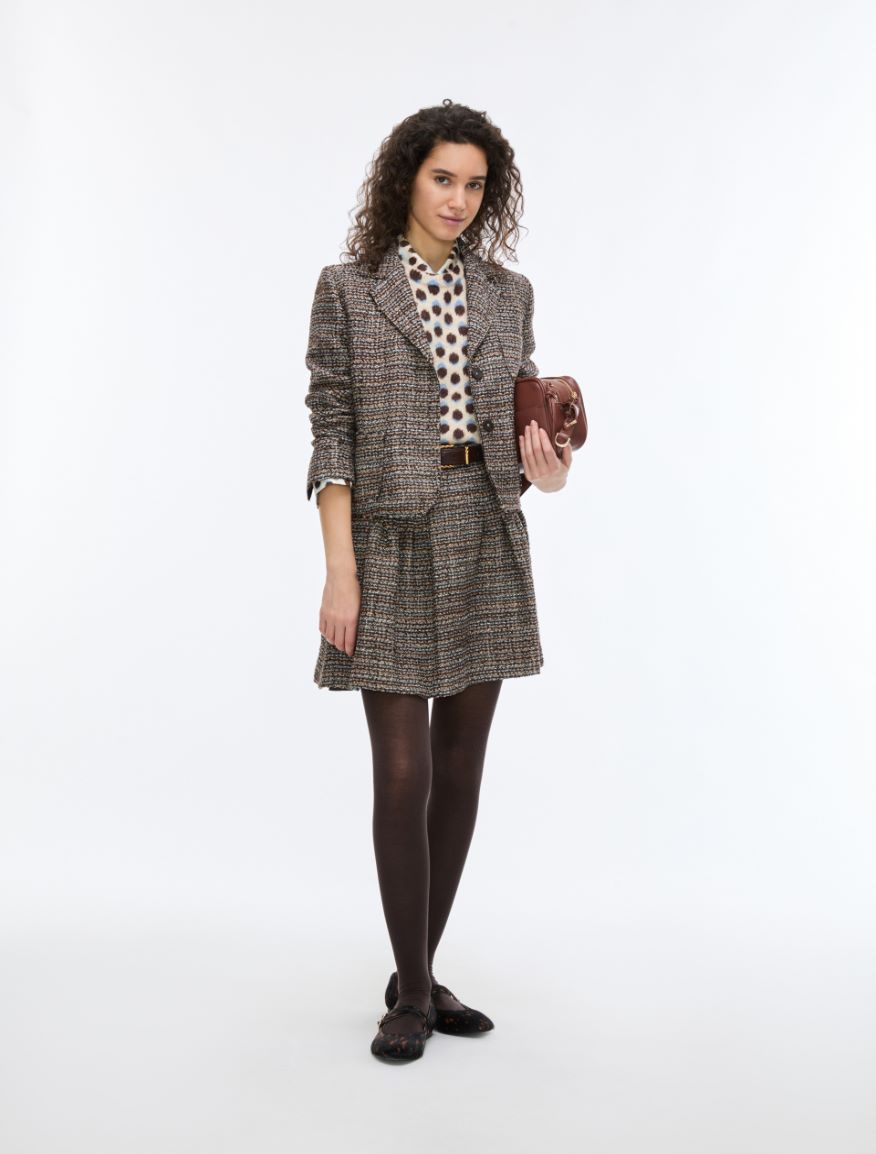 Basketweave blazer - BROWN - iBlues - 4