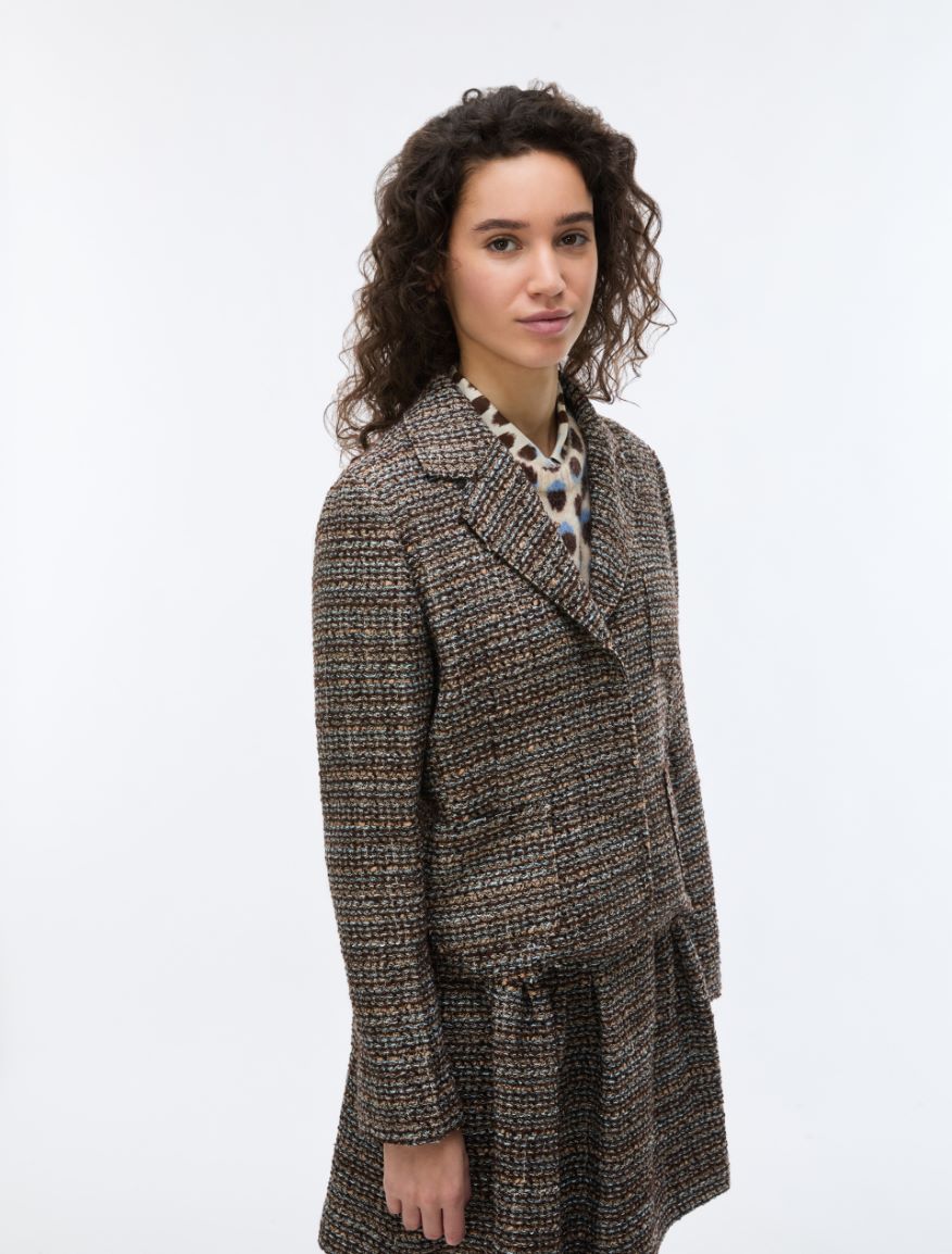 Basketweave blazer - BROWN - iBlues