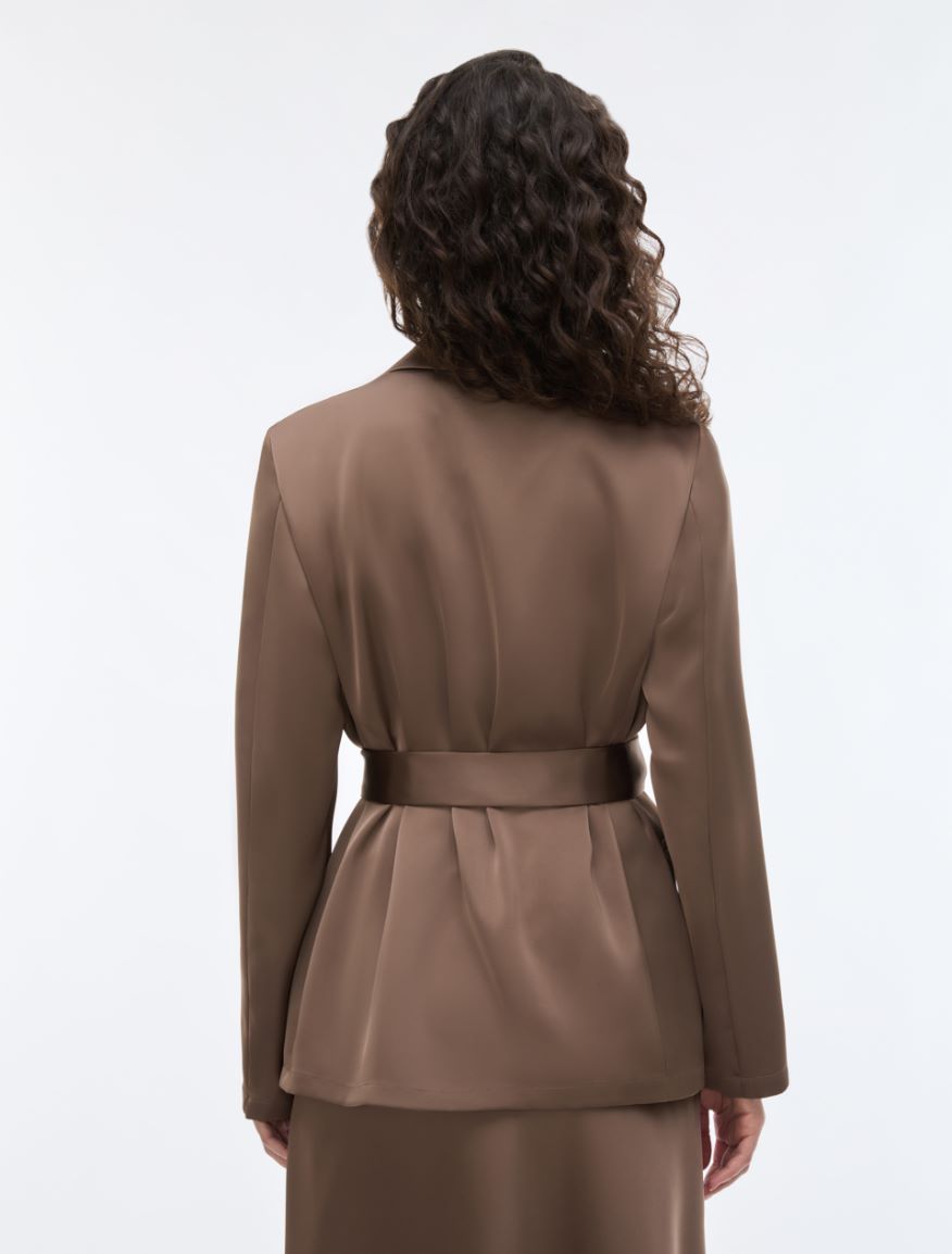 Flowing satin blazer - BROWN - iBlues - 2