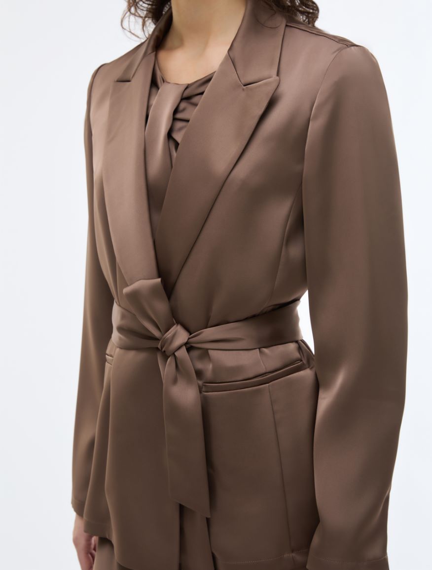 Flowing satin blazer - BROWN - iBlues - 3