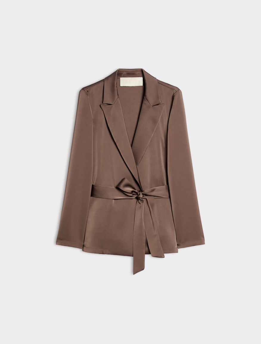 Flowing satin blazer - BROWN - iBlues - 5