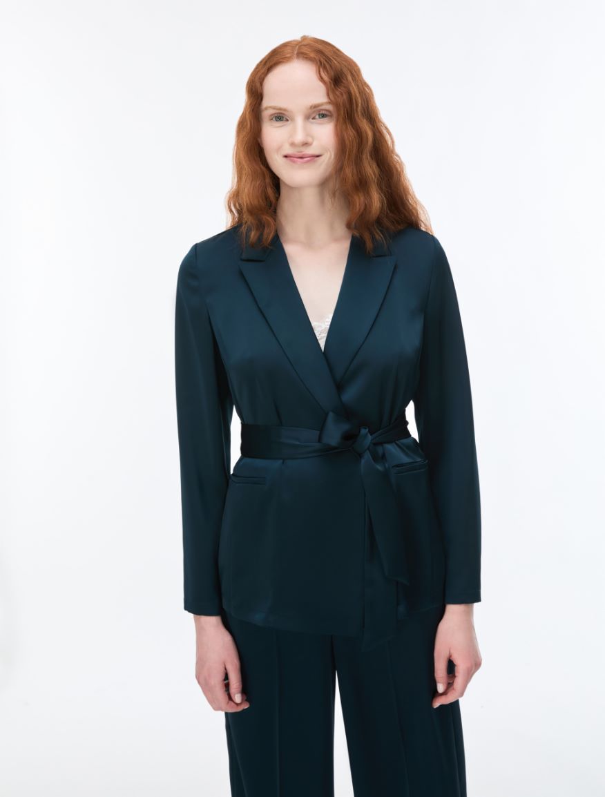 Flowing satin blazer - OIL - iBlues