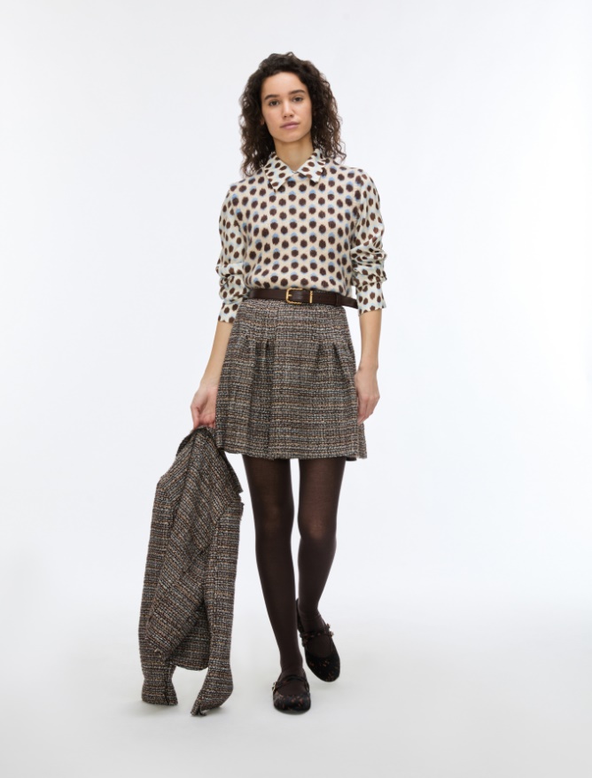Basketweave tweed skirt - iBlues - 4