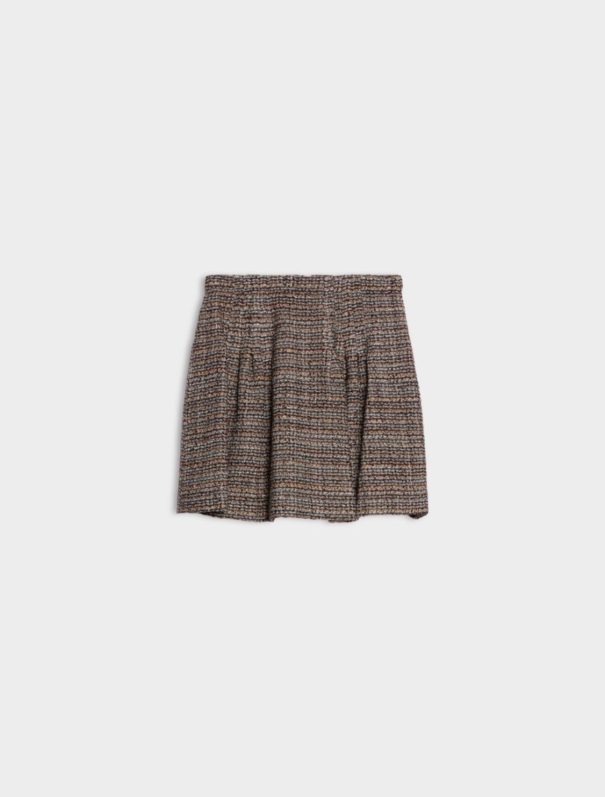 Basketweave tweed skirt - BROWN - iBlues - 5