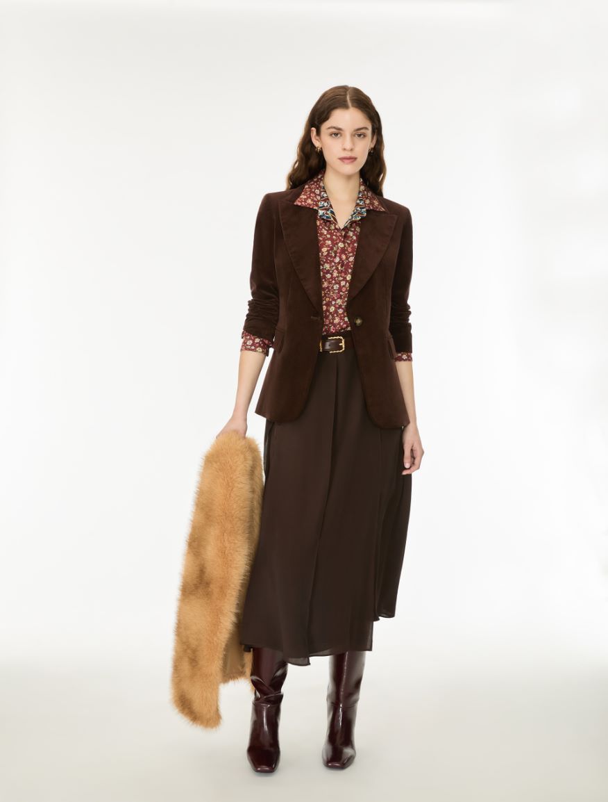 Silk-blend skirt - BROWN - iBlues - 3