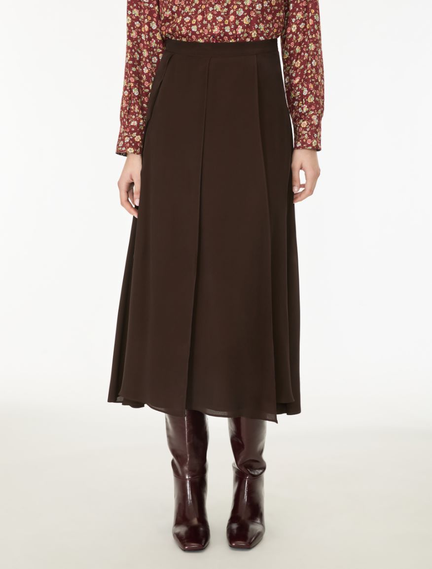 Silk-blend skirt - BROWN - iBlues - 4