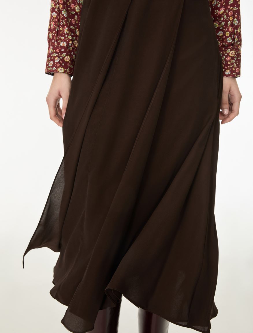 Silk-blend skirt - BROWN - iBlues