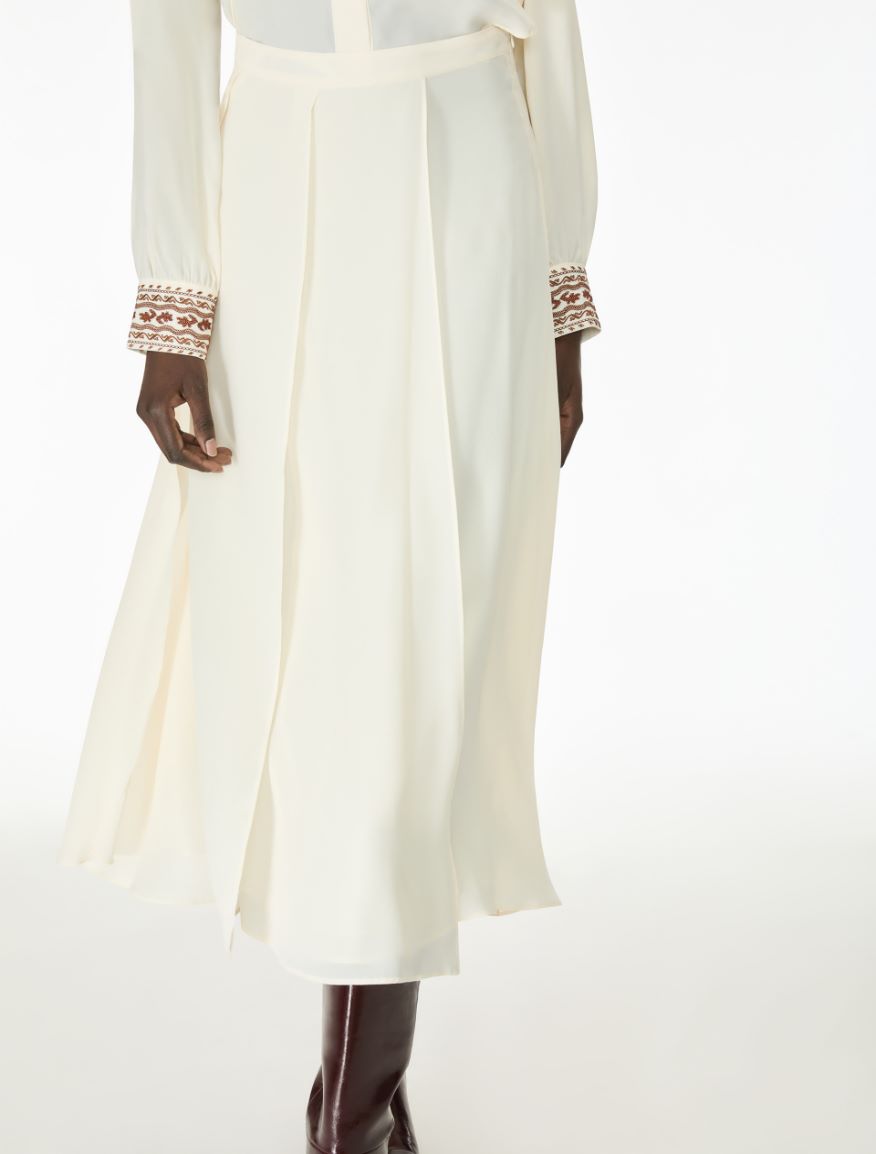 Silk-blend skirt - IVORY - iBlues - 3