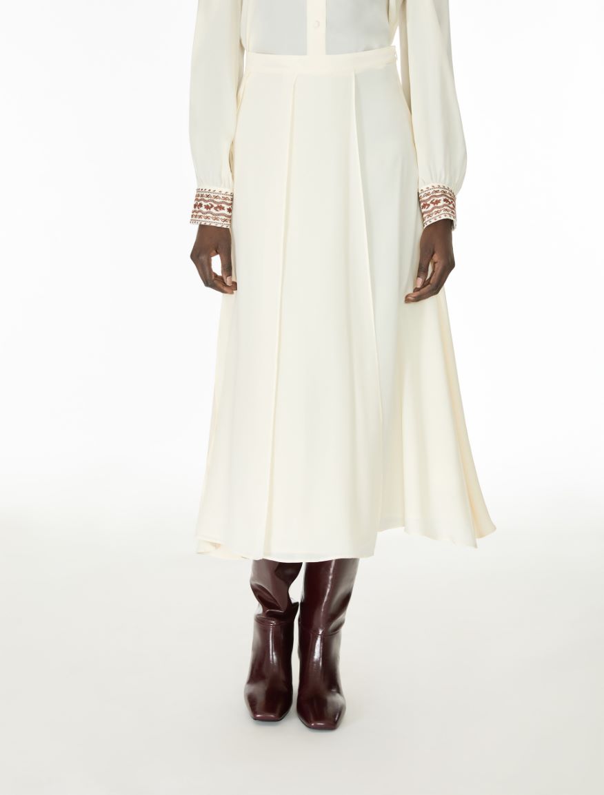 Silk-blend skirt - IVORY - iBlues