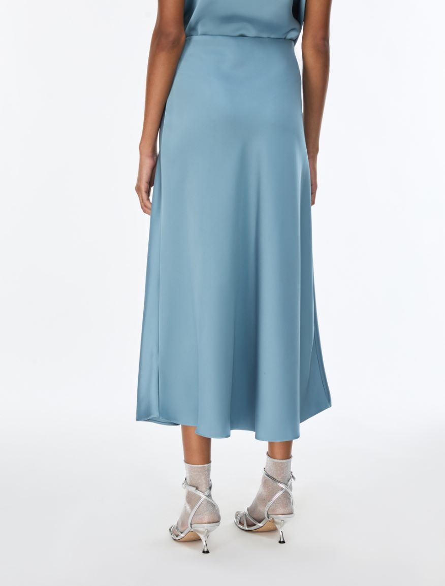 Satin skirt - LIGHT BLUE - iBlues - 2
