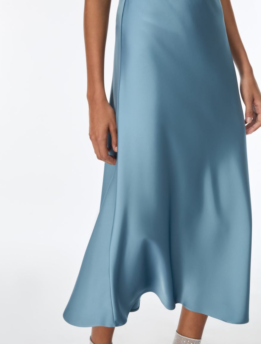 Satin skirt - LIGHT BLUE - iBlues - 3