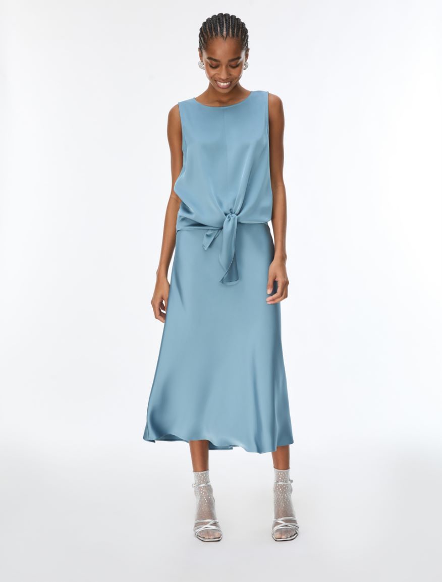 Satin skirt - LIGHT BLUE - iBlues - 4