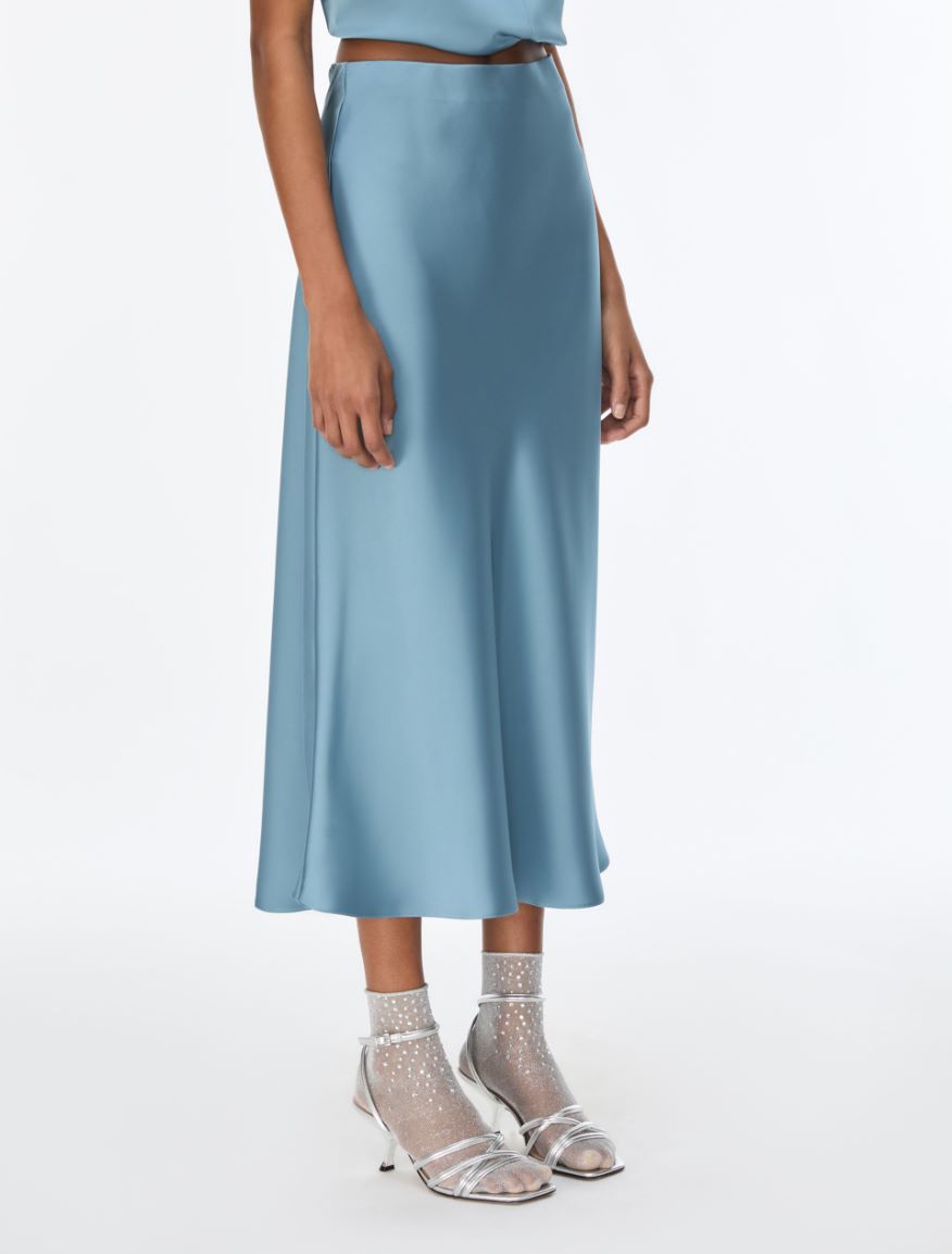 Satin skirt - LIGHT BLUE - iBlues