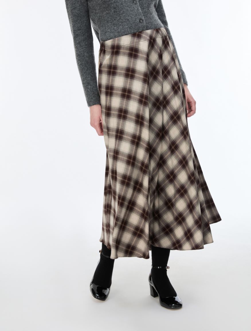 Tartan skirt - BROWN - iBlues