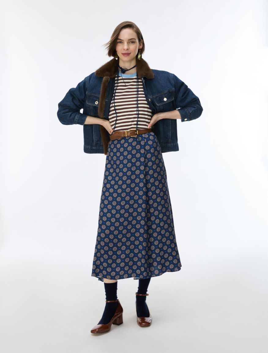Figure-skimming skirt - NAVY - iBlues - 4