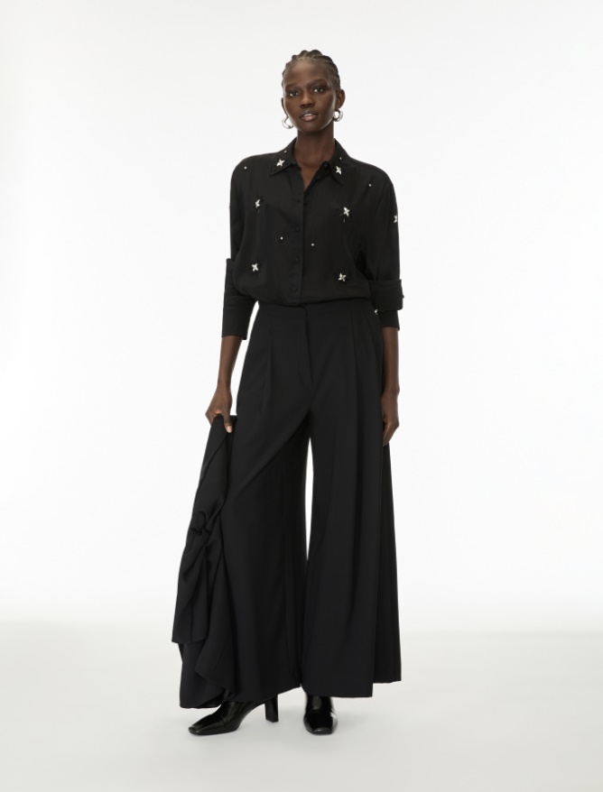 Rhinestone-embellished silk-blend shirt - iBlues