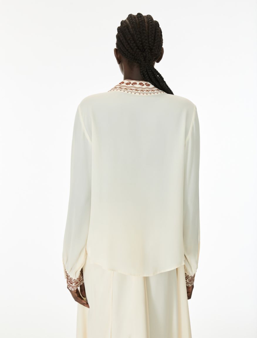 Silk-blend shirt - IVORY - iBlues - 2