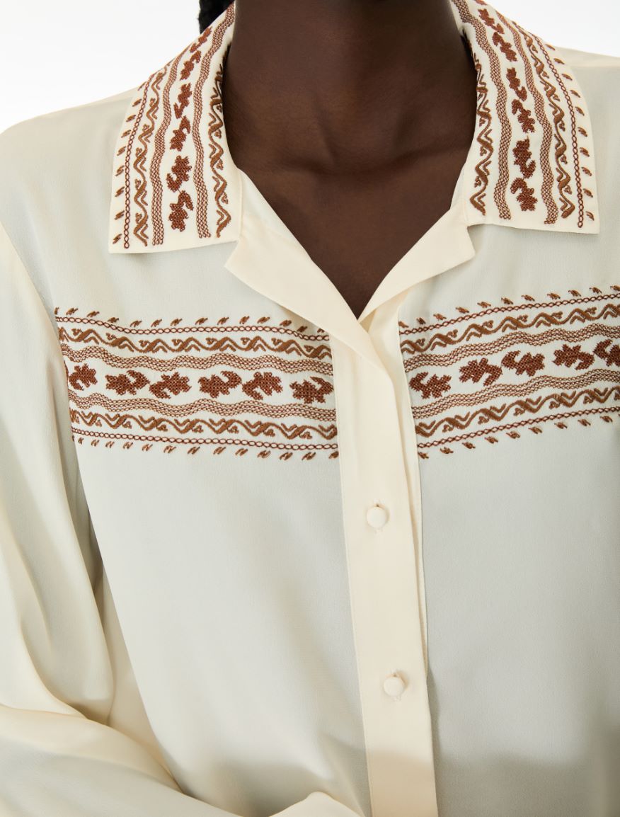 Silk-blend shirt - IVORY - iBlues - 3
