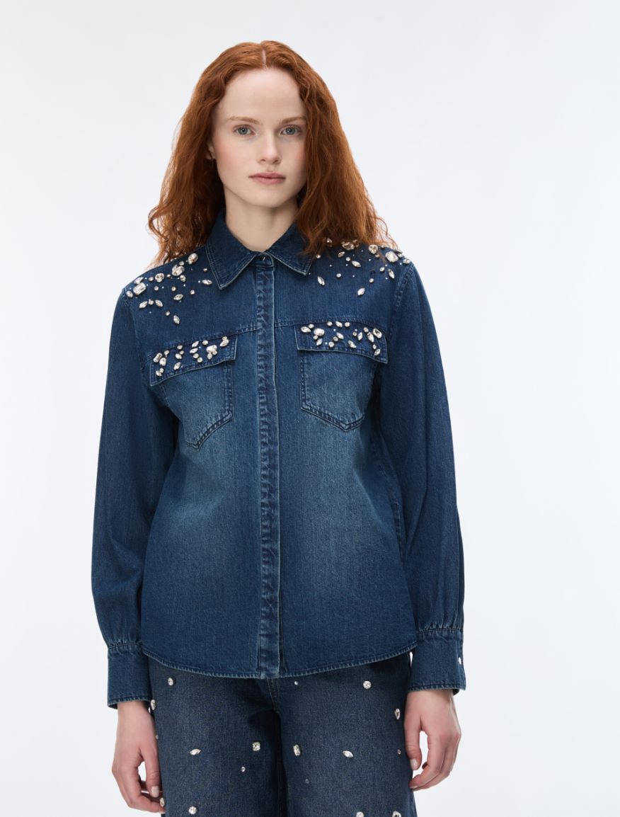 Rhinestone-embellished shirt - BLUE JEANS - iBlues - 4