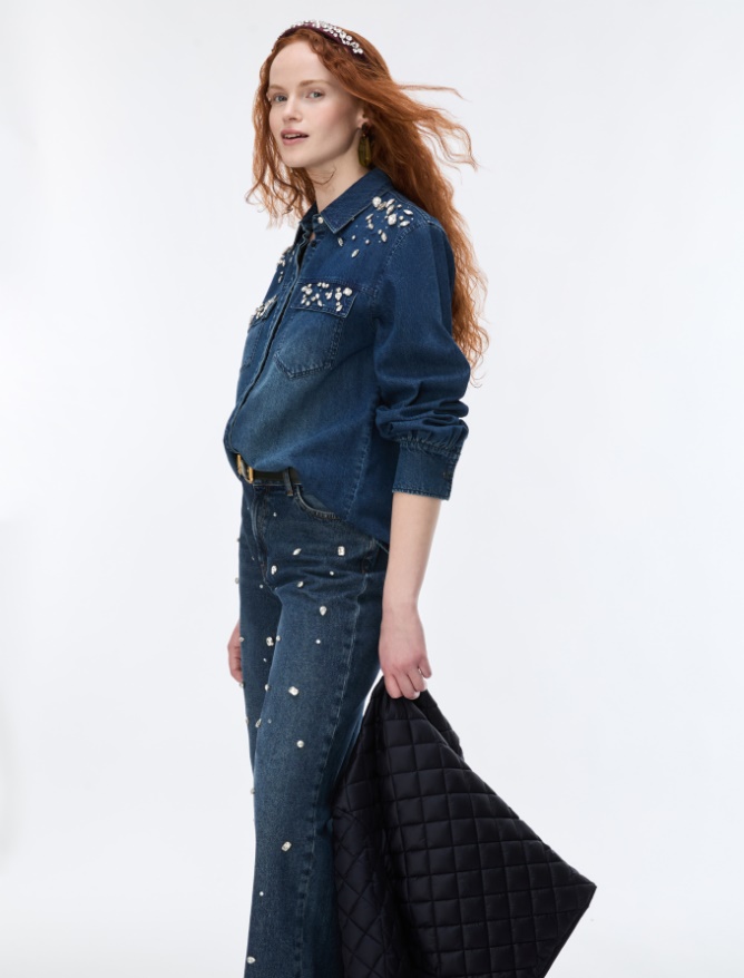 Rhinestone-embellished shirt - iBlues