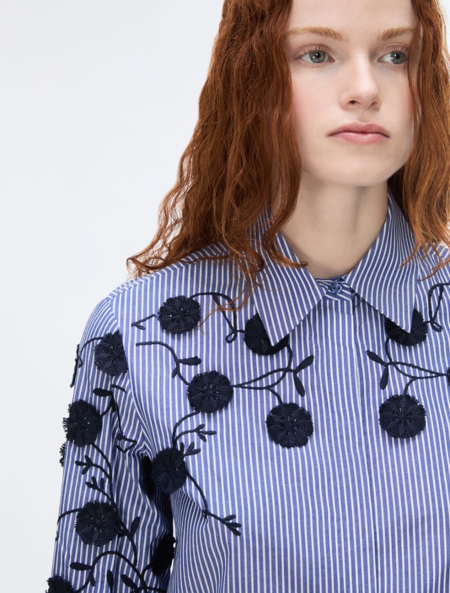Thread-Embroidered Shirt - NAVY - iBlues - 3