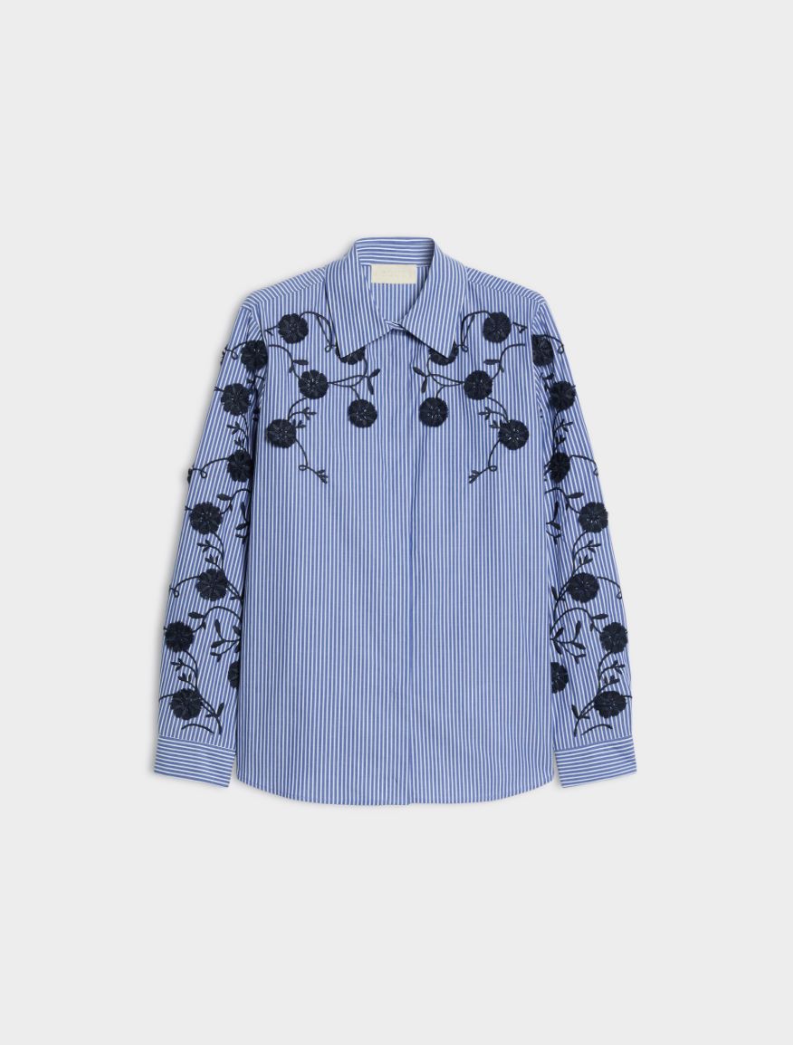 Thread-Embroidered Shirt - NAVY - iBlues - 5