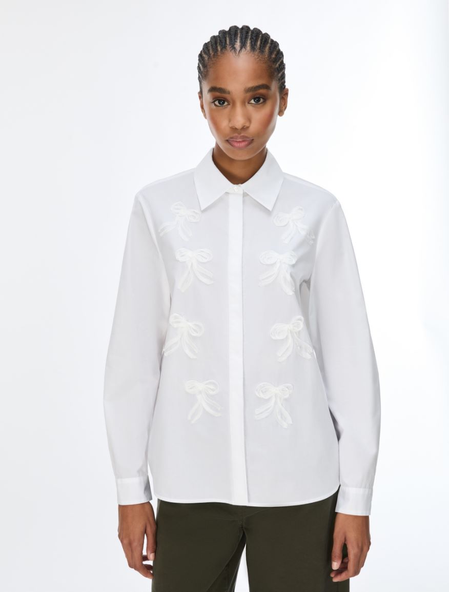 Thread-Embroidered Shirt - WHITE - iBlues