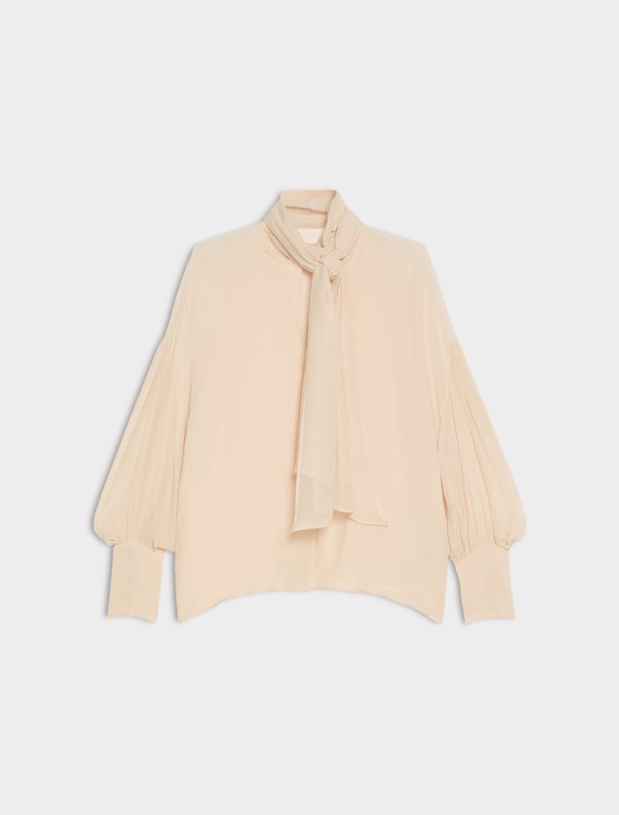 Chemise en mélange de soie à lavallière - POUDRE - iBlues - 5
