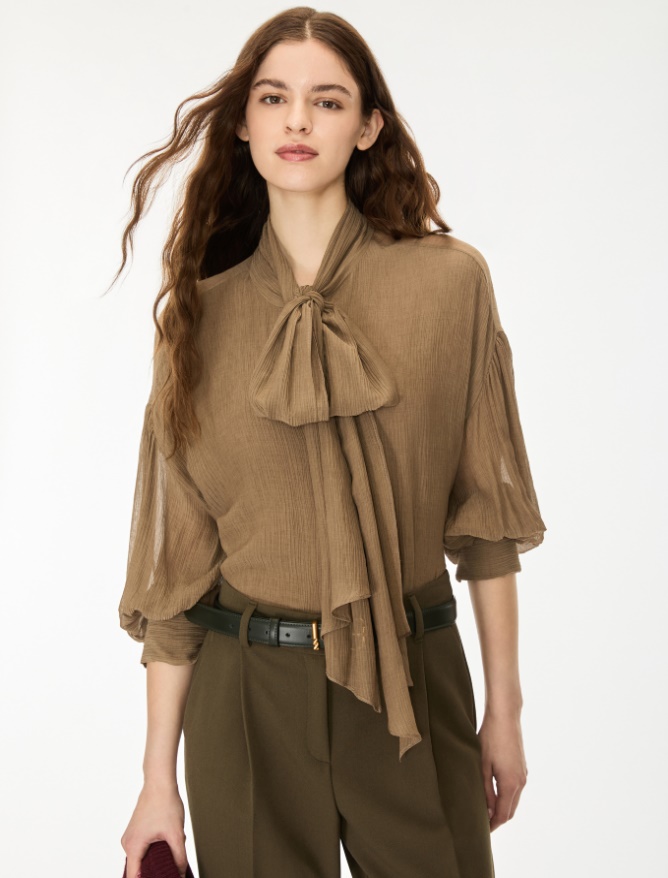Silk-blend pussy-bow shirt - iBlues