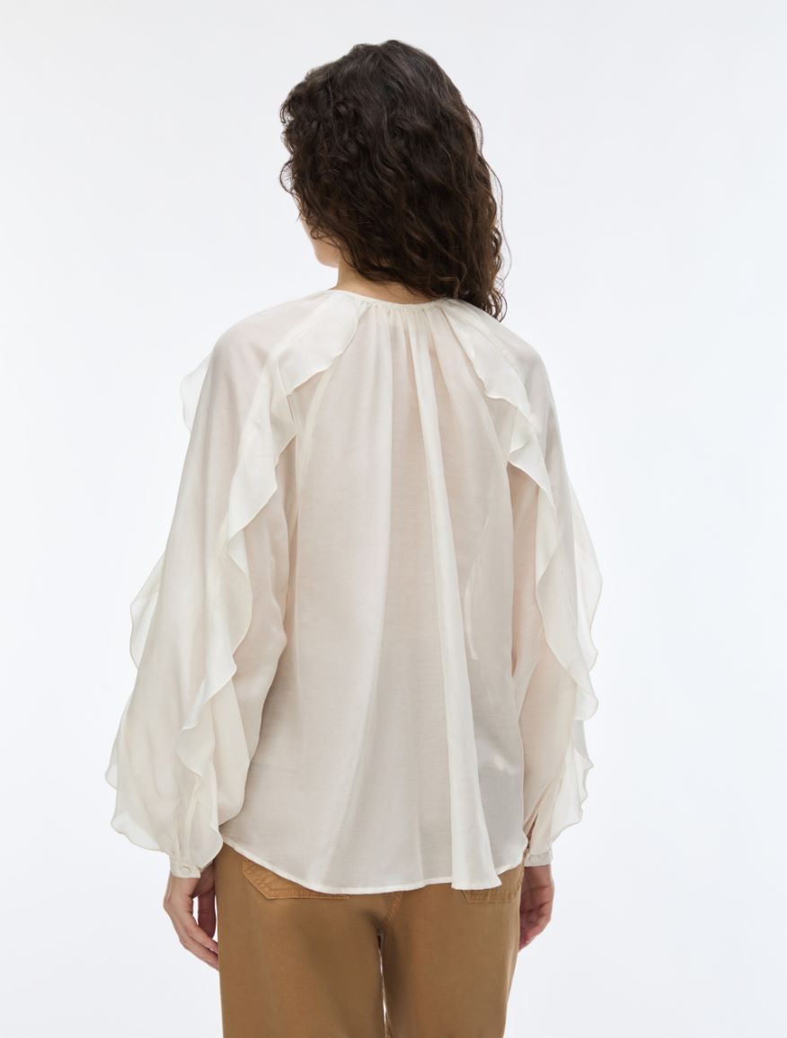 Silk-blend blouse - WOOL WHITE - iBlues - 2