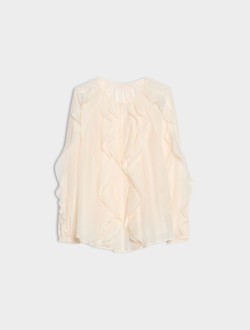 Silk-blend blouse - WOOL WHITE - iBlues - 5