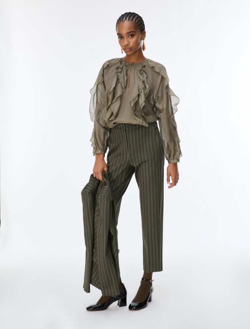 Silk-blend blouse - KAKI - iBlues - 4