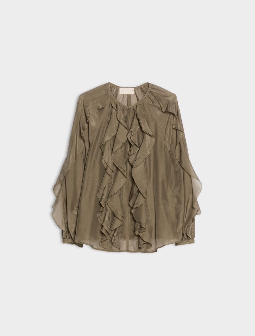 Silk-blend blouse - KAKI - iBlues - 6