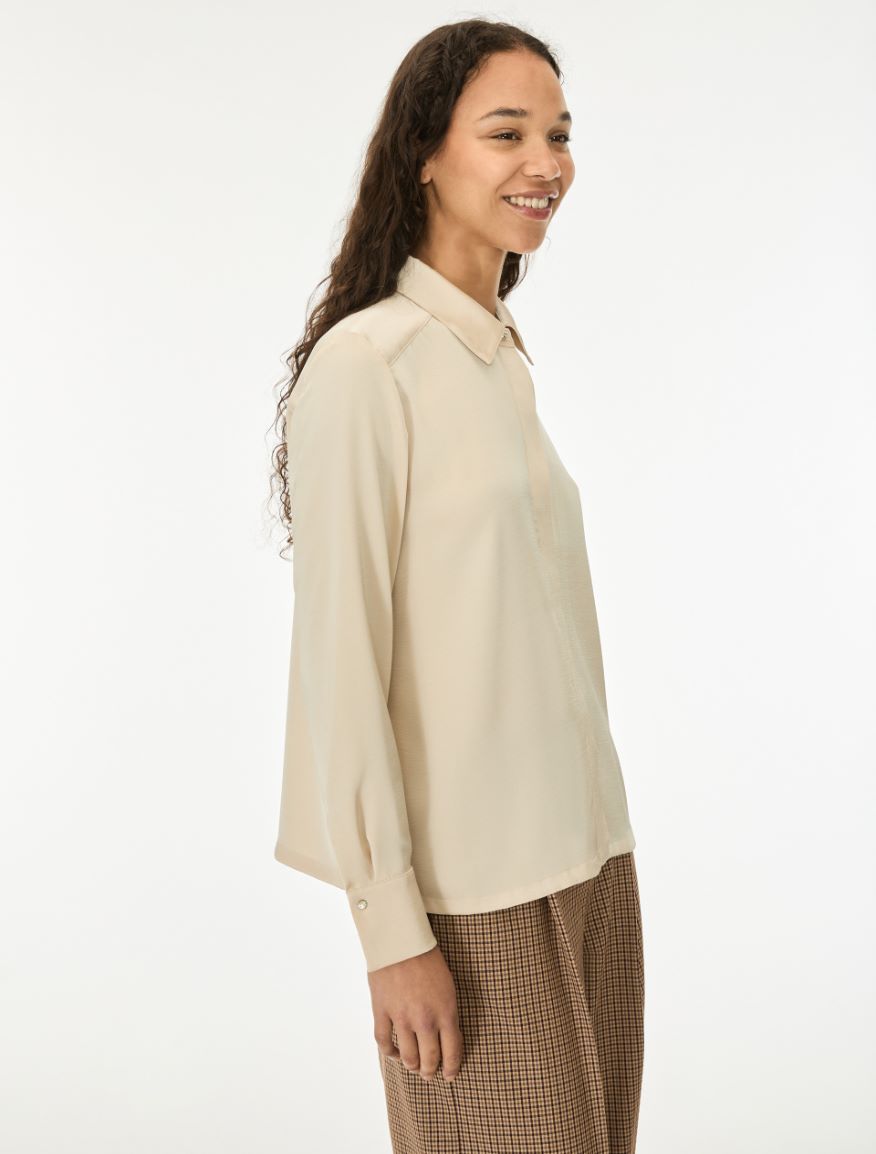Satin shirt - IVORY - iBlues - 4