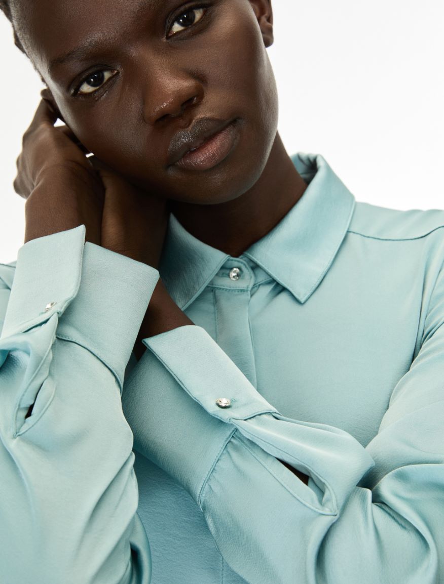Satin shirt - AQUAMARINE - iBlues - 3
