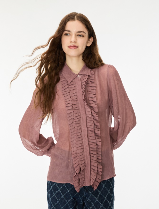 Ruffle-detail silk-blend shirt - iBlues