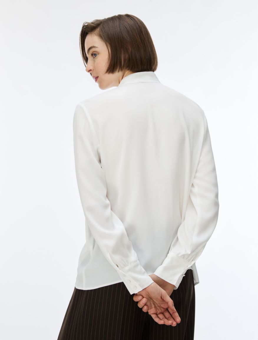 Silk-blend shirt - WHITE - iBlues - 2