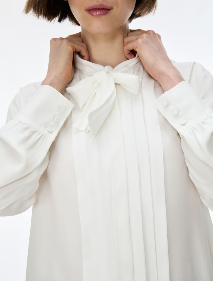 Silk-blend shirt - WHITE - iBlues - 3