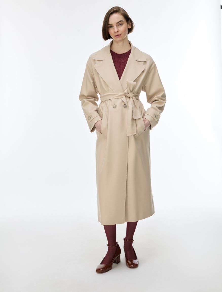Flared trench coat - NATURAL - iBlues - 4