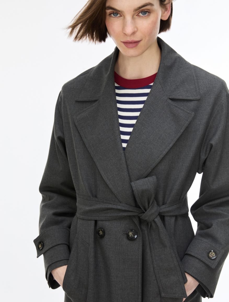 Flared trench coat - SLATE GREY - iBlues - 3
