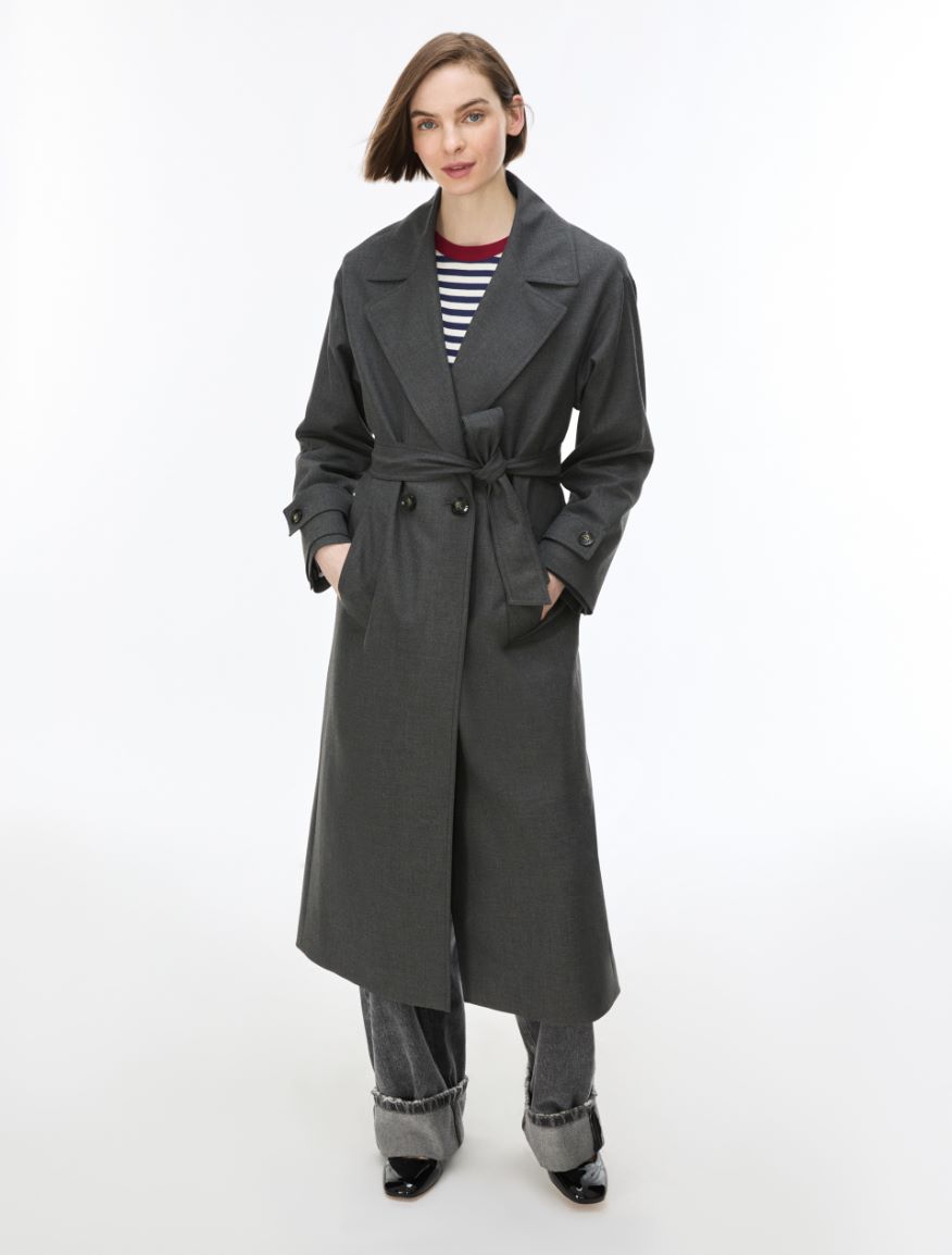 Flared trench coat - SLATE GREY - iBlues - 4