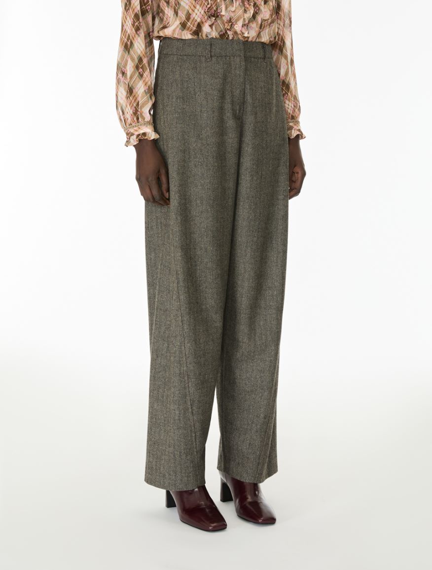 Pantaloni barrel in flanella - KAKI - iBlues