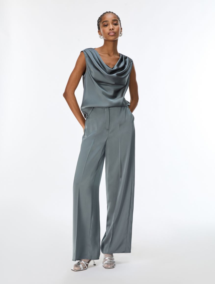Satin trousers - IRON - iBlues - 4