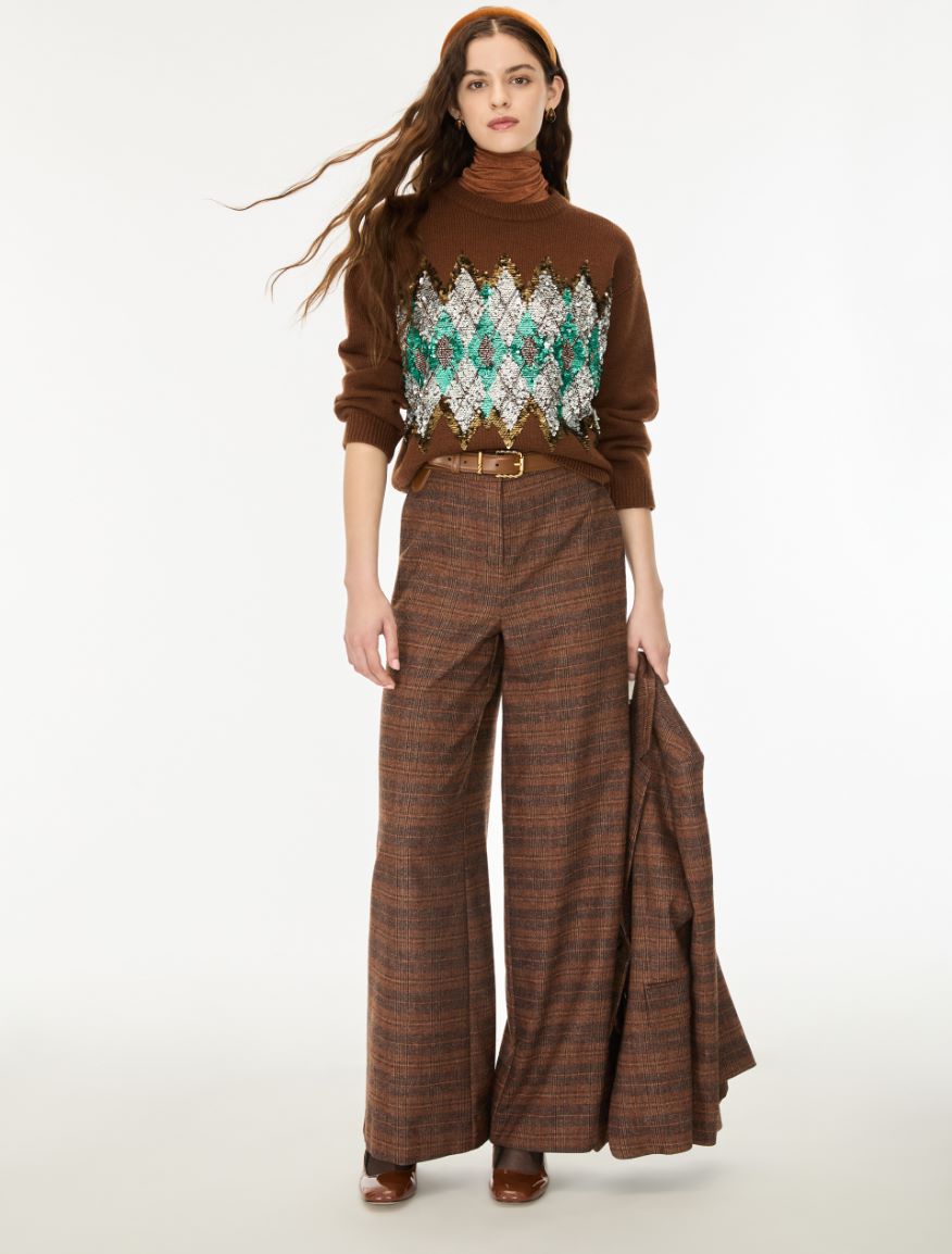 Pantalon en flanelle - CHOCOLAT - iBlues - 4