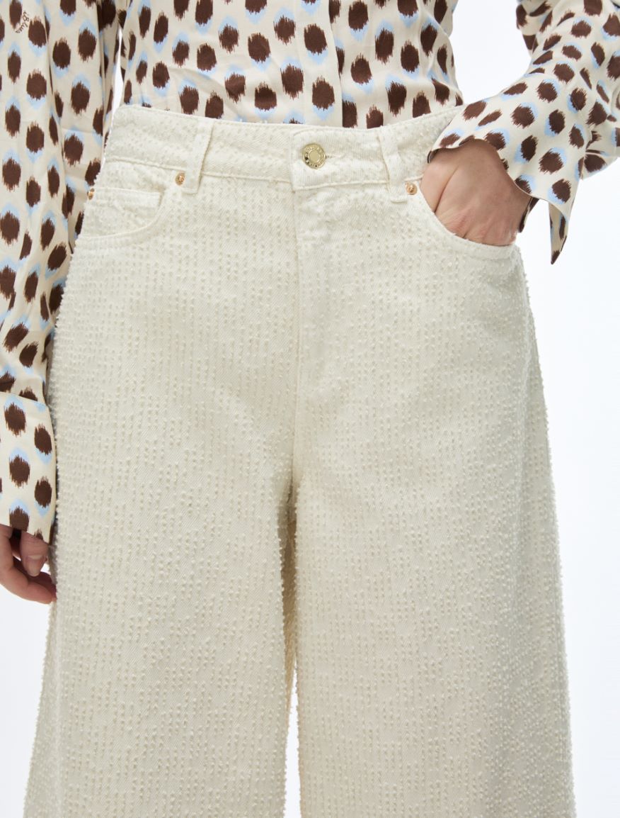 Pantalon en coton découpé au laser - IVOIRE - iBlues - 3